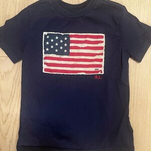 Polo by Ralph Lauren Navy Blue Kids Tee with American Flag